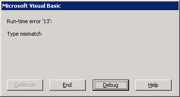 Run-time error 13: Type mismatch