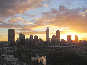 Sunrise over Perth, Western Australia, taken f...