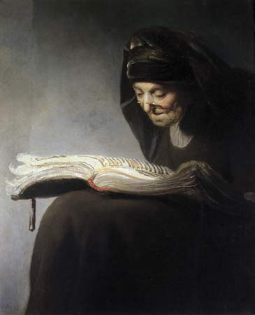 Rembrandt van Rijn, Rembrandt's Mother Reading, 1629 by Gatochy