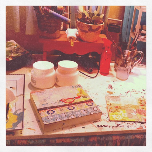 Current view of studio table