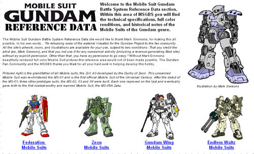 Mobile Suit Gundam Reference Data Website