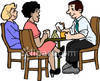 Co-Workers Eating Lunch In the Breakroom At Work - Royalty Free Clipart Picture
