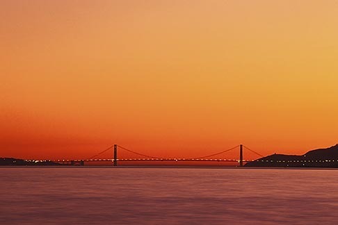 2-152-16 stock photo of California, San Francisco Bay, Golden Gate Bridge at sunset