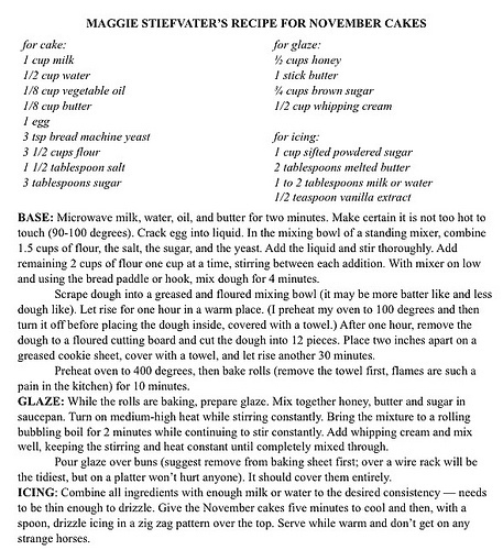 November Cakes recipe