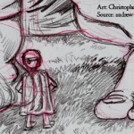 Sketch of Raceboy facing troll