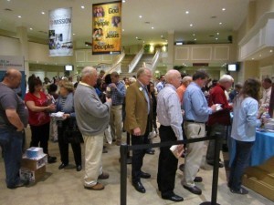 People lining up for resources.