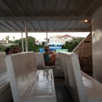 My boss, riding the ferry back to the main island.