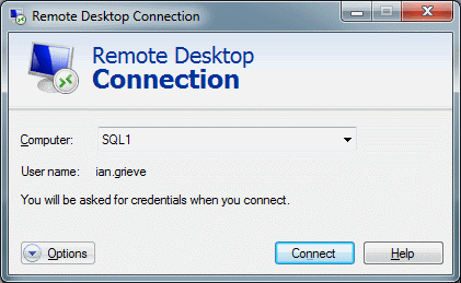Remote Desktop Connection - Enter Machine Name