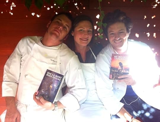 Here I am on a French reality show with 2 famous French chefs holding my French books. Is that French enough for you?