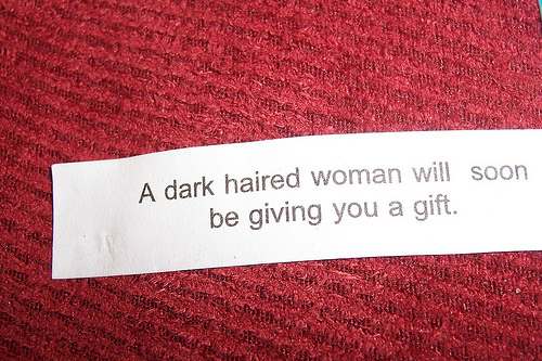 Gift from a dark haired woman