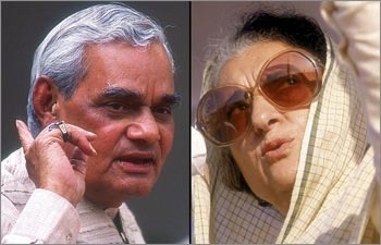 Former Prime Minister Indira Gandhi (Right), Atal Bihari Vajpayee