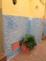 An alley in Tangier. Every house on the alley had its trim painted pink, down to the electricity meter boxes.