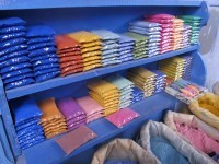 Paint pigment for sale in Chaouen. Your house too could look like a swimming pool!