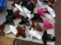 Babouches, rendered in rubber, for wearing to the hammam.