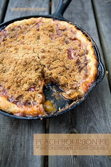 Peach Bourbon Pie with Bacon Brown Sugar Crumble #Recipe | FoodforMyFamily.com