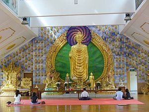 The grand Meditation Hall of the Burmese Buddh...