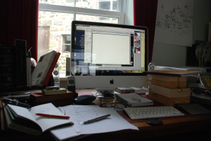 Chronodex stickers and annual planner at a tidy(er) desk!