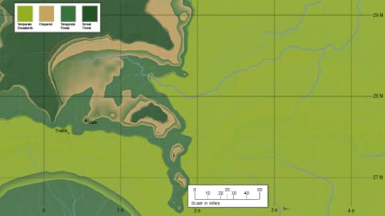 a map of the area of the shaper's world where walk like a stranger passing through home takes place