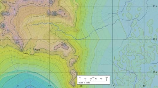 topographic map of the vale region of the continent of kaebrith on the shaper's world