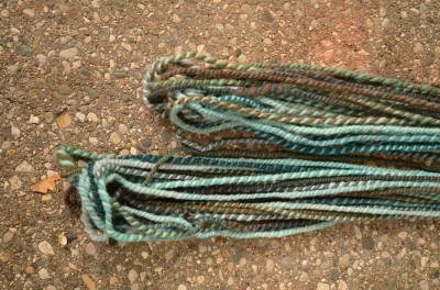 Felted yarn top, soaked yarn bottom.