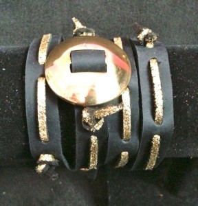 concho wraparound in gold glitter suede