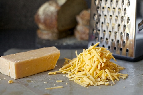 orange cheddar, lots of it