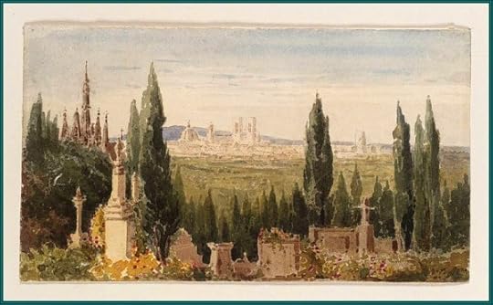 Early watercolor of Père Lachaise by Julia Emily Gordon