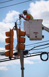 A camera adjustment on a smart traffic signal