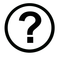 black question mark inside black circle