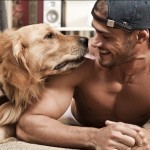 golden retriever man