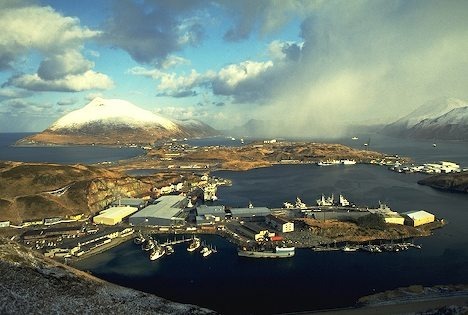 Aerial view of Aleutian Chain and Unalaska