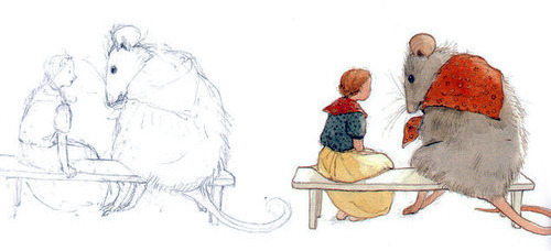 Sketch for Thumbelina by Lisbeth Zwerger