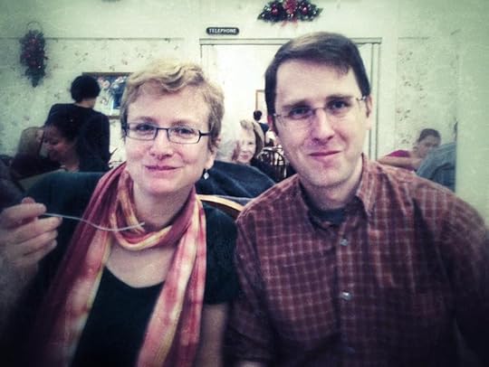 Photo of Jenn and Chris eating at More Than Waffles.