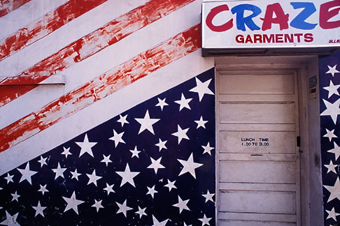 7-149-3 stock photo of Flag, Wall with painted American flag