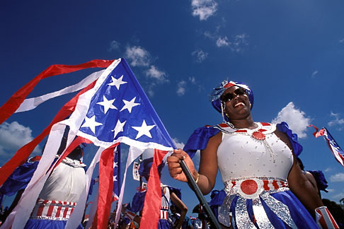 8-164-12 stock photo of Trinidad, Carnival, Costumed dancers in parade