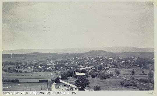 This is a 1938 bird's eye view of Ligonier looking east. (Courtesy of the Pennsylvania Room, Ligonier Valley Library)