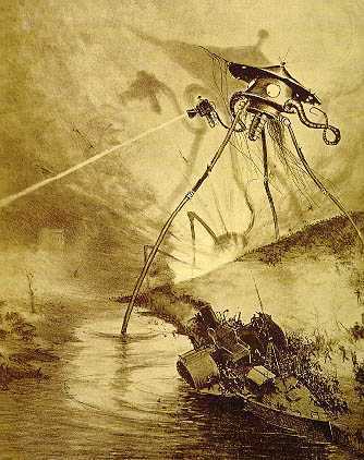 Alien tripod illustration by Alvim Corréa, from the 1906 French edition of H.G. Wells' 