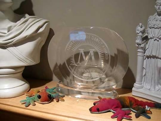 Our friend the Morris Award, flanked by Apollo, Athena, the frog, and the 'mander.