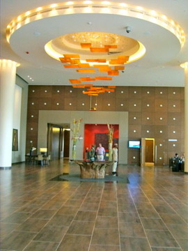 The lobby of the Movenpick Hotel