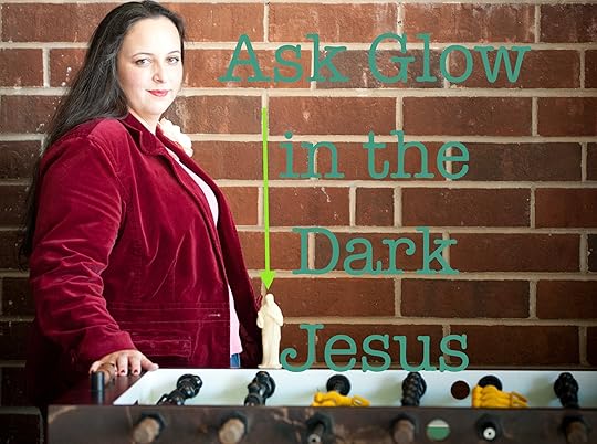 Jesus relaxes by foosball table in Fullsteam Brewery..