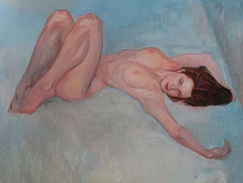 Frank Cho Blue Beauty WIP oil painting