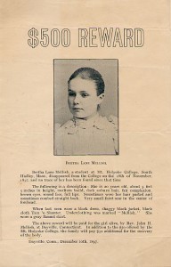 A missing poster for Bertha Mellish.