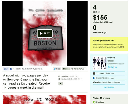 unsuccessful Kickstarter campaign