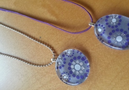 glass tile pendant with recycled paper