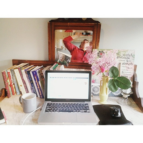 I was trying to capture the current scene at my desk but instead captured my being a #dork while trying to get a decent angle. #crackingmyselfup