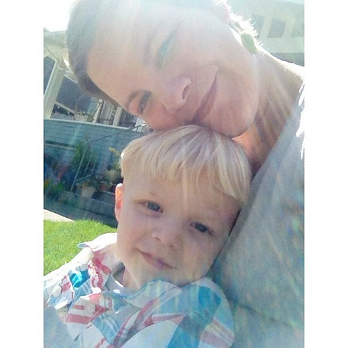 Perhaps one of my favorite pics of the two of us ever. We sat there for a long time in the sun. I totally savor those rare moments when he is still for moments like these.