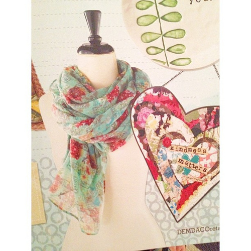 Here's a #sneakpeek at new goodies now available for #wholesale via #demdaco. That hearts is a big wall piece and the scarf is one of several. LOVE + excited!