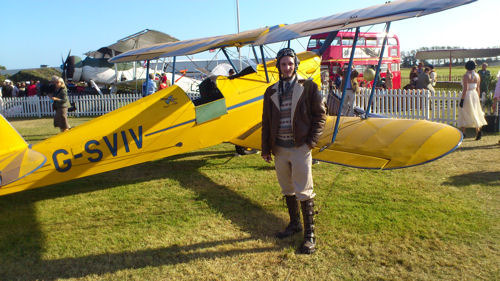 C.J. Carter-Stephenson in vintage costume at Goodwood Revival