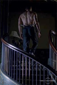 man on stairs at night