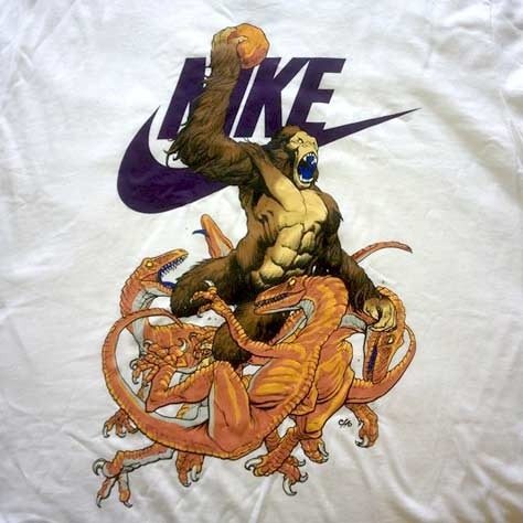 Frank Cho: Gorilla and Raptors illustration for NIKE®